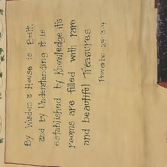 Primitive, Country Dish Towel. Proverbs 24: 3-4. Farmhouse - Picture 3 of 7